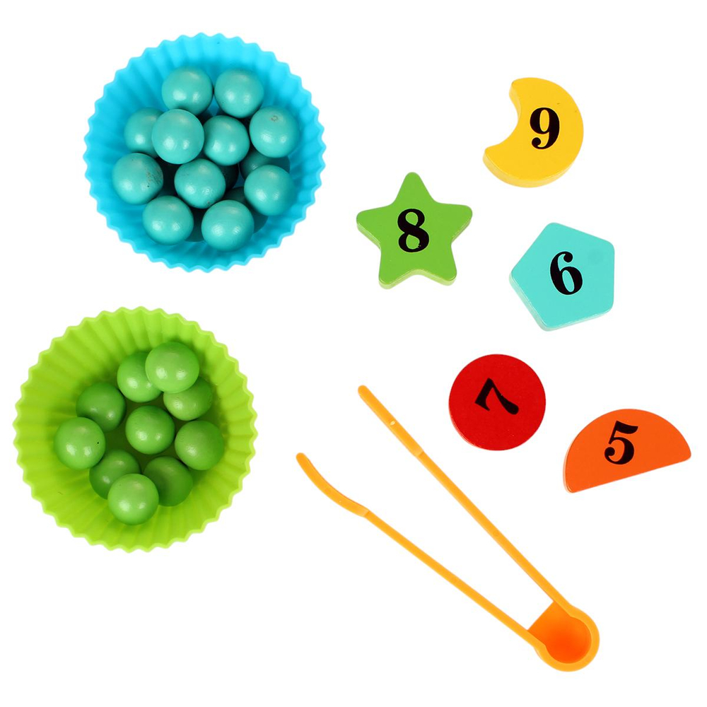 Развивающая игрушка деревянная с шариками и часами, коробка C-41935