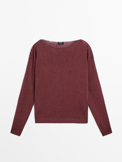 Massimo Dutti Свитер тонкой вязки из 100% льна, бордо