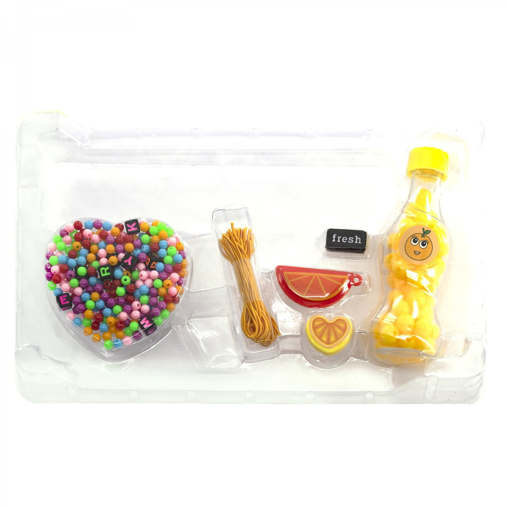 Набор для создания украшений-бусины Alingar, 200х120х35мм, "Banana", 3 вид. бус., подвес., 1х2,7 м резинка, карт. уп., европод.