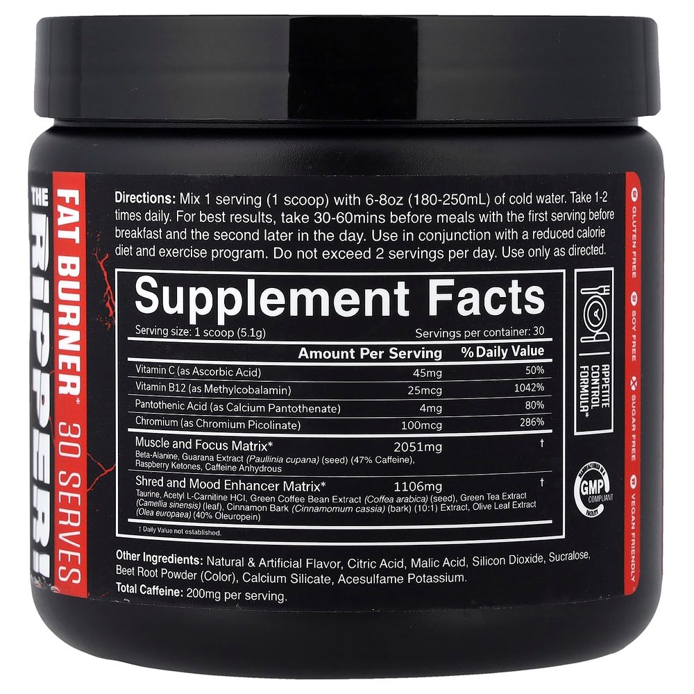 JNX Sports, The Ripped, сжигатель жира, со вкусом фруктового пунша, 153 г (5,4 унции)