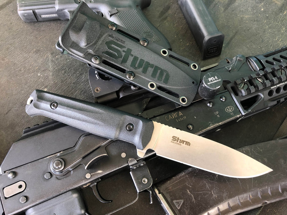 Тактический нож Sturm AUS-8 StoneWash Black G10