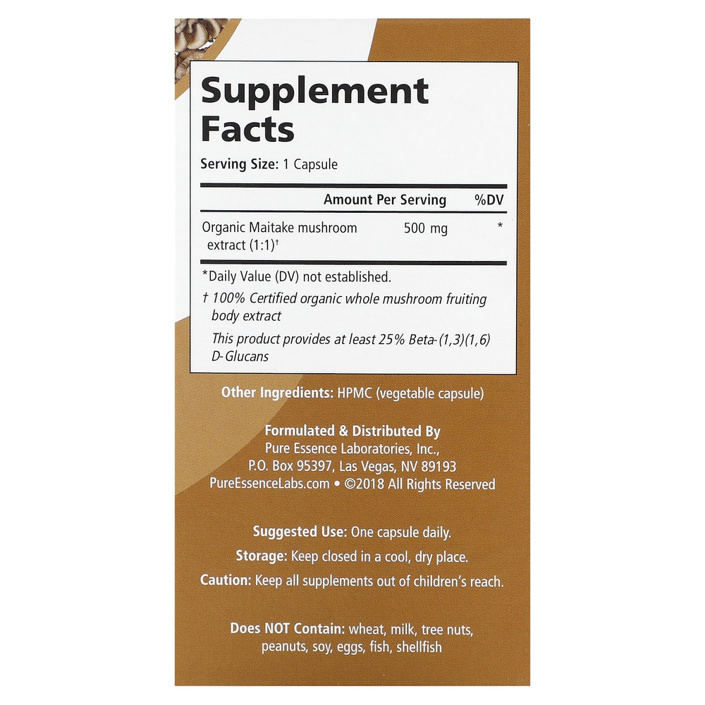 Pure Essence, MyPure, майтаке, 500 мг, 60 растительных капсул