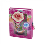 Блокнот в футляре, 12,5 см * 16,0 см, 7БЦ, Alingar, ламинация, замочек, линия, 45 л., "Драгоценная роза", розовый