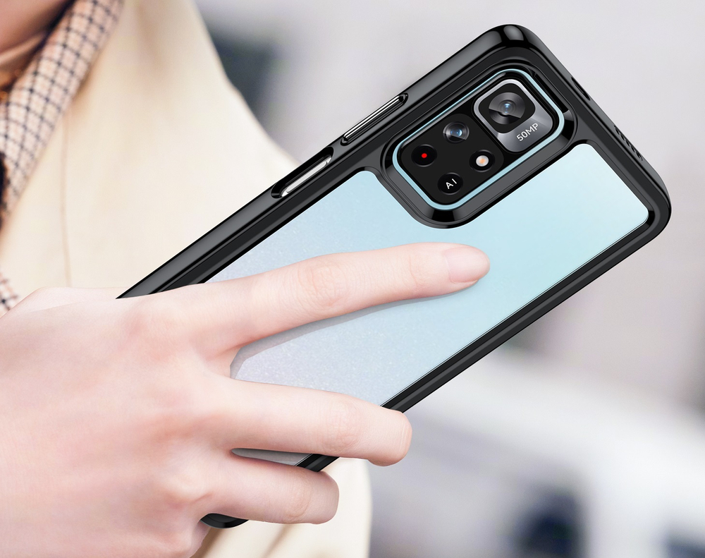 Усиленный защитный чехол с черными рамками для смартфона Xiaomi Poco M4 Pro 5G, мягкий отклик кнопок