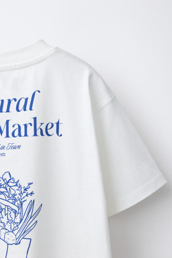 ZARA ФУТБОЛКА С ВЫШИВКОЙ И НАДПИСЬЮ, БЕЛЫЙ