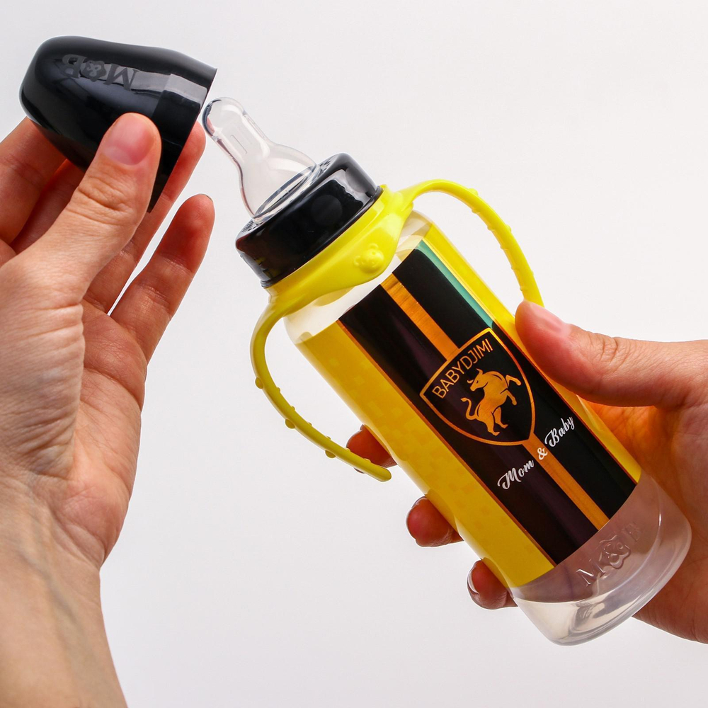 5399883 Бутылочка для кормления BABYDJIM, 250 мл., цилиндр, с ручками