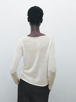 Massimo Dutti Кашемировый свитер с круглым вырезом - Limited Edition, натуральный