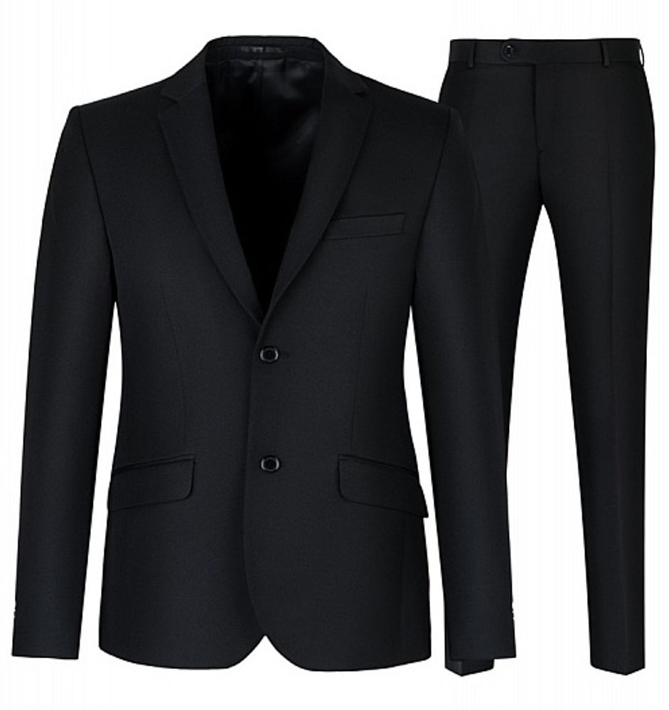Черный приталенный костюм STENSER, шерсть 20%