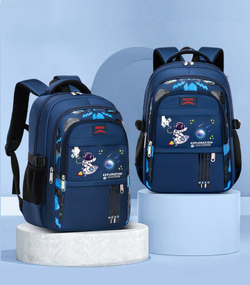 Школьный рюкзак для мальчика  космонавт, синий