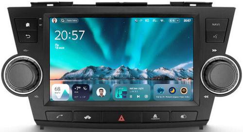 Магнитола для Toyota Highlander 2 XU40 2007-2013 (рамка с крутилками и кнопками) - Teyes CC4 монитор 9.2" 2K QLED на Android 14, Быстрейшая, Snapdragon 680, DSP, CarPlay, 4G SIM-слот