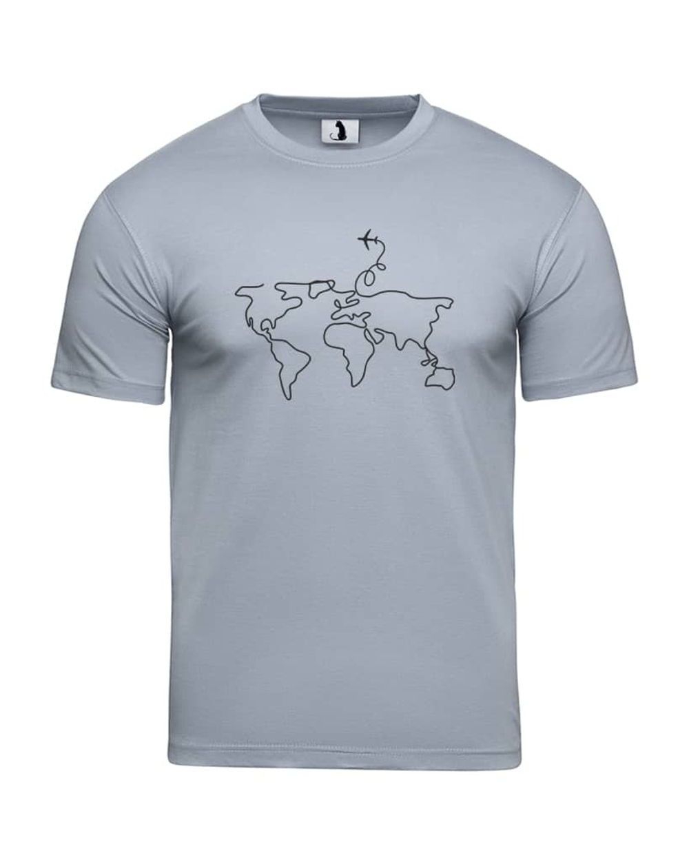 Футболка с самолетом Карта мира классическая серая