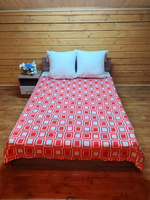 Одеяло Мягия, жаккардовое, полушерстяное, красное, белое, всесезонное