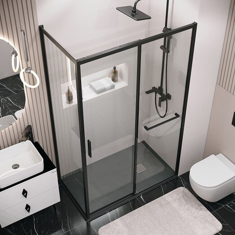 Боковая стенка Grossman Style 200.K33.05.100.21.00 (100х195) черный матовый,стекло прозрачное, 1 место