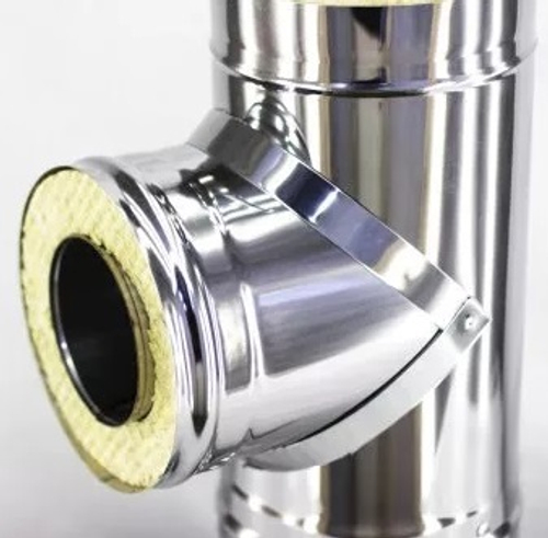 РОЗАН сэндвич -тройник Д 150 * 210  ( 1 ,0 )нерж мат ( 0,5 ) нерж зерк