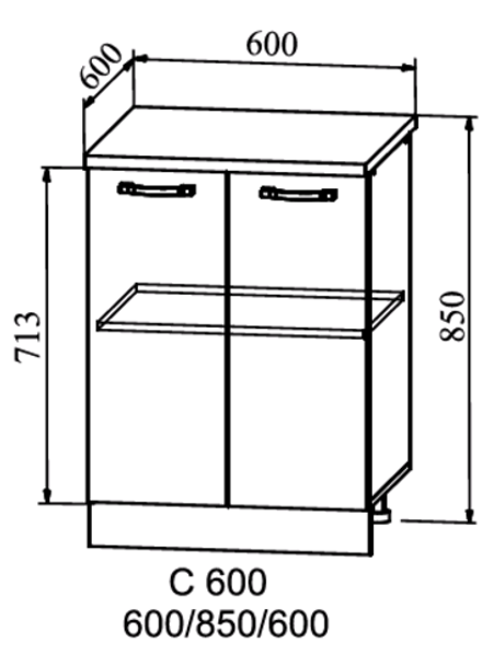 шкаф нижний 600 квадро