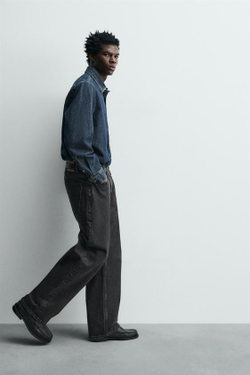 ZARA ДЖИНСЫ BAGGY FIT, ЧЕРНЫЙ