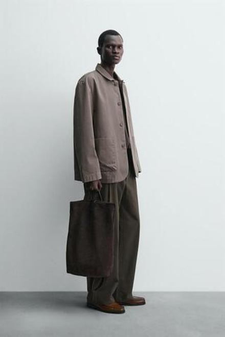 ZARA БЛЕЙЗЕР СВОБОДНОГО КРОЯ ИЗ ХЛОПКА, ЗЕМЛЯНОЙ