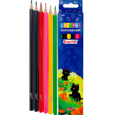 Карандаши цветные 6 цв. Кошачья прогулка КЦ-2633/ОЗОН