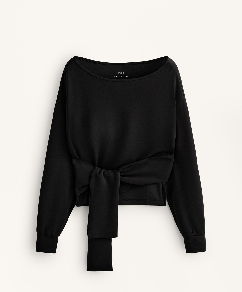 Oysho Мягкая толстовка с узлом, черный