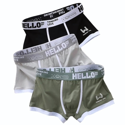 Набор из 3 мужских трусов-боксеров с надписью на резинке (Размер: XXXL) (Цвет: разноцветный)