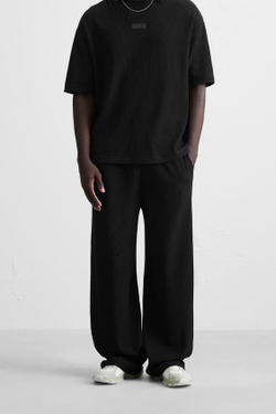 ZARA БРЮКИ-ДЖОГГЕРЫ С ВЕРТИКАЛЬНОЙ ТЕКСТУРОЙ, ЧЕРНЫЙ