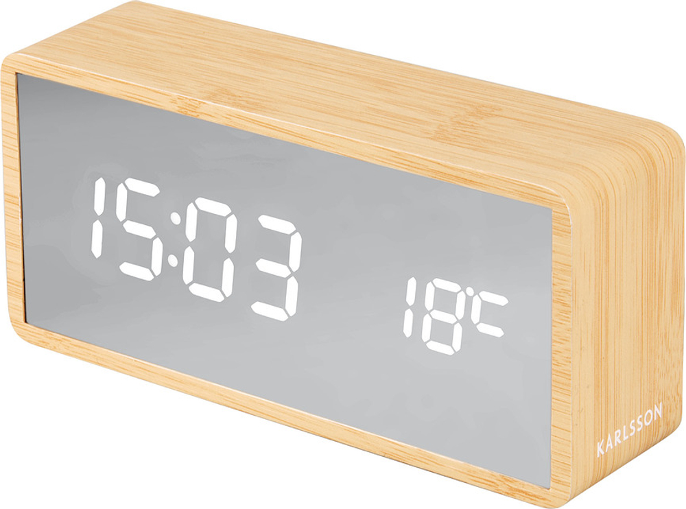 Настольные часы Karlsson i Silver Mirror LED Wood, пластик, высота 7 см