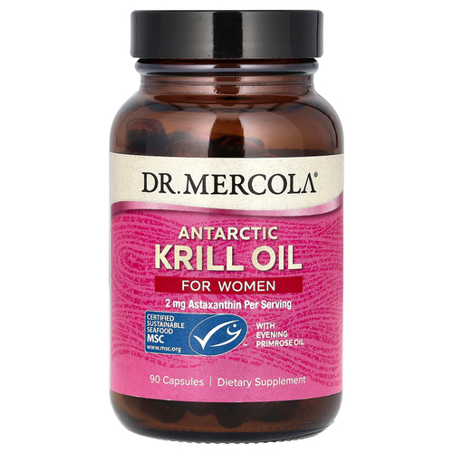 Dr. Mercola, масло антарктического криля для женщин, 90 капсул