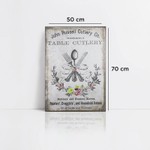 Панно "Мария-Виттория Роза и столовые приборы" 70x50x2,5см, дерево,холст