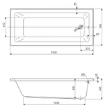 Акриловая ванна 170x75 см Cezares PLANE SOLO MINI-170-75-42-W37