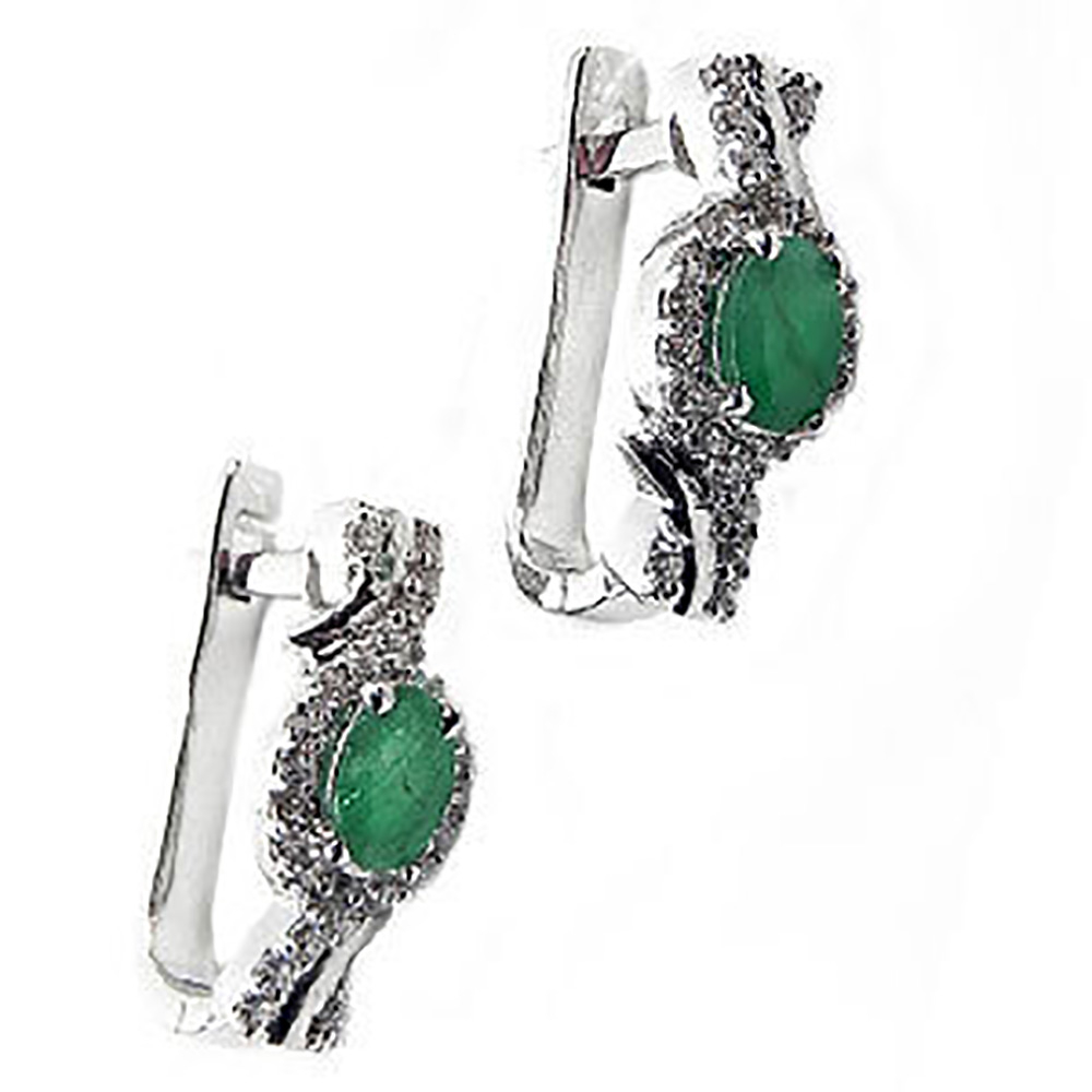 Серьги "Баллинур" изумруд, циркон