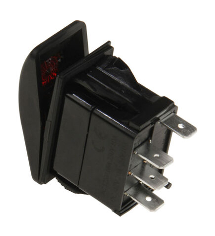 Переключатель 3-х поз. ON-OFF-ON, с подсветкой, с фиксацией