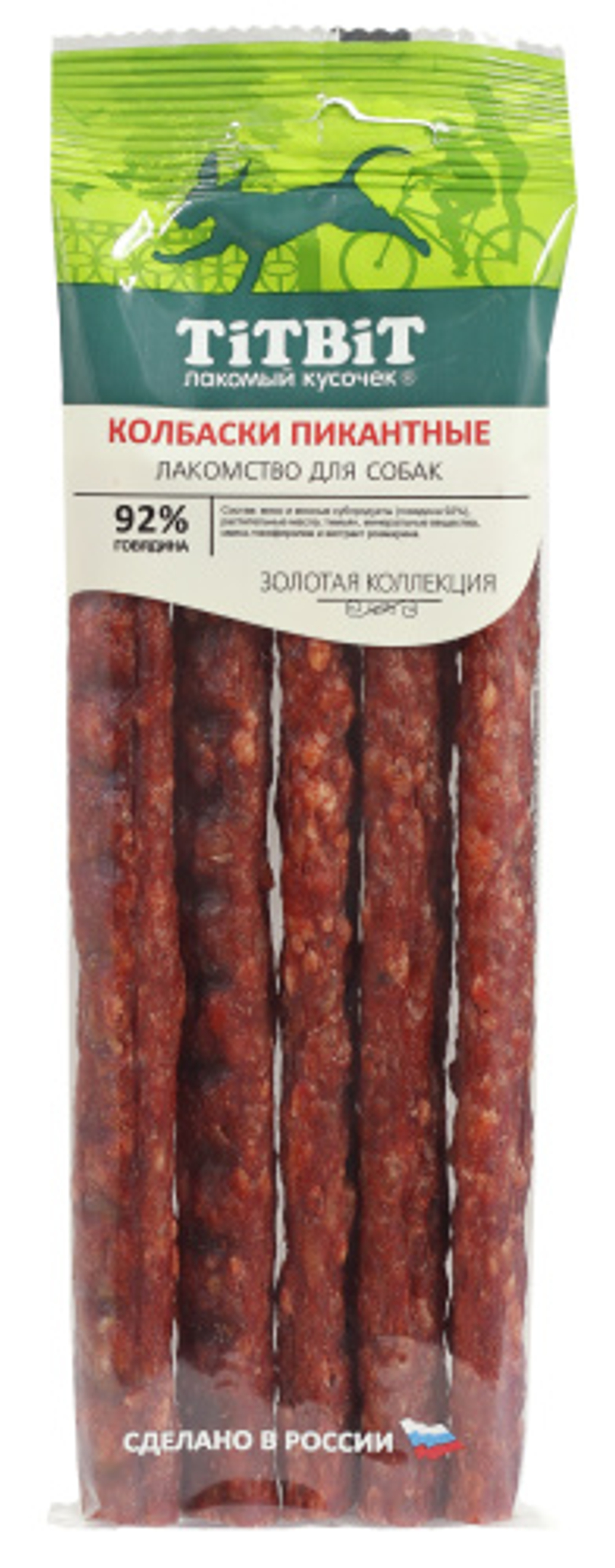 TITBIT ЗОЛОТАЯ КОЛЛЕКЦИЯ Лакомство для собак Колбаски пикантные, 80 г