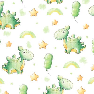 Динозавры. Акварельный принт.