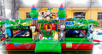 Коммерческий надувной батут "Зверята на радуге" 10*7*2.8 м