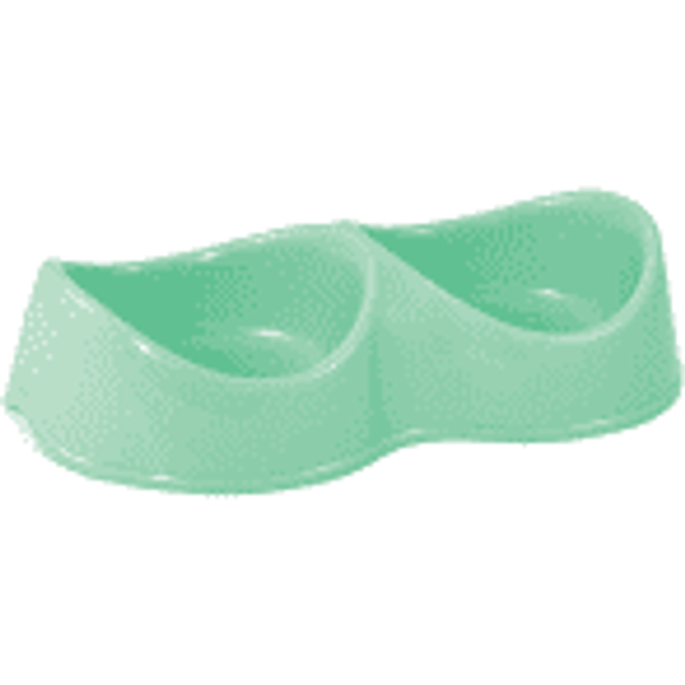 Миска пластиковая двойная "Бисквит", бирюзовая, 2*0,2л
