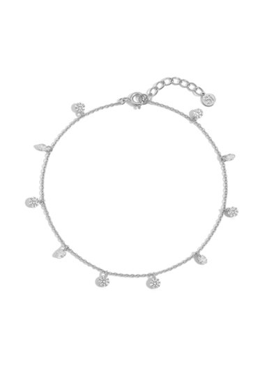 Браслет на ногу из серебра с открытыми фианитами