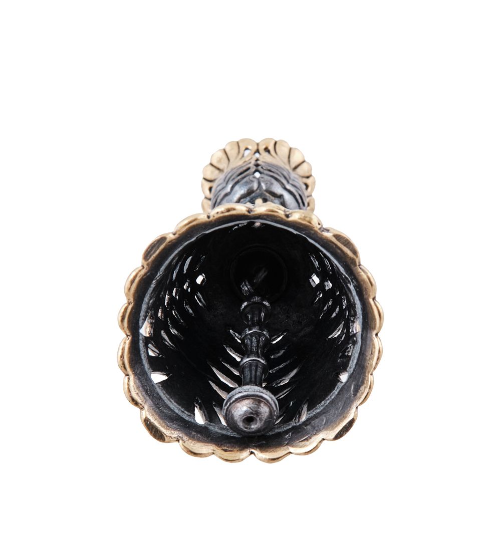 AM-3953 Колокольчик-подсвечник «Лебединое перышко» (латунь, янтарь)