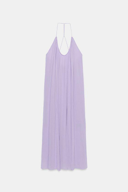 ZARA ДЛИННОЕ ПЛАТЬЕ НА БРЕТЕЛЯХ — ZW COLLECTION, ЦВЕТ МАЛЬВЫ