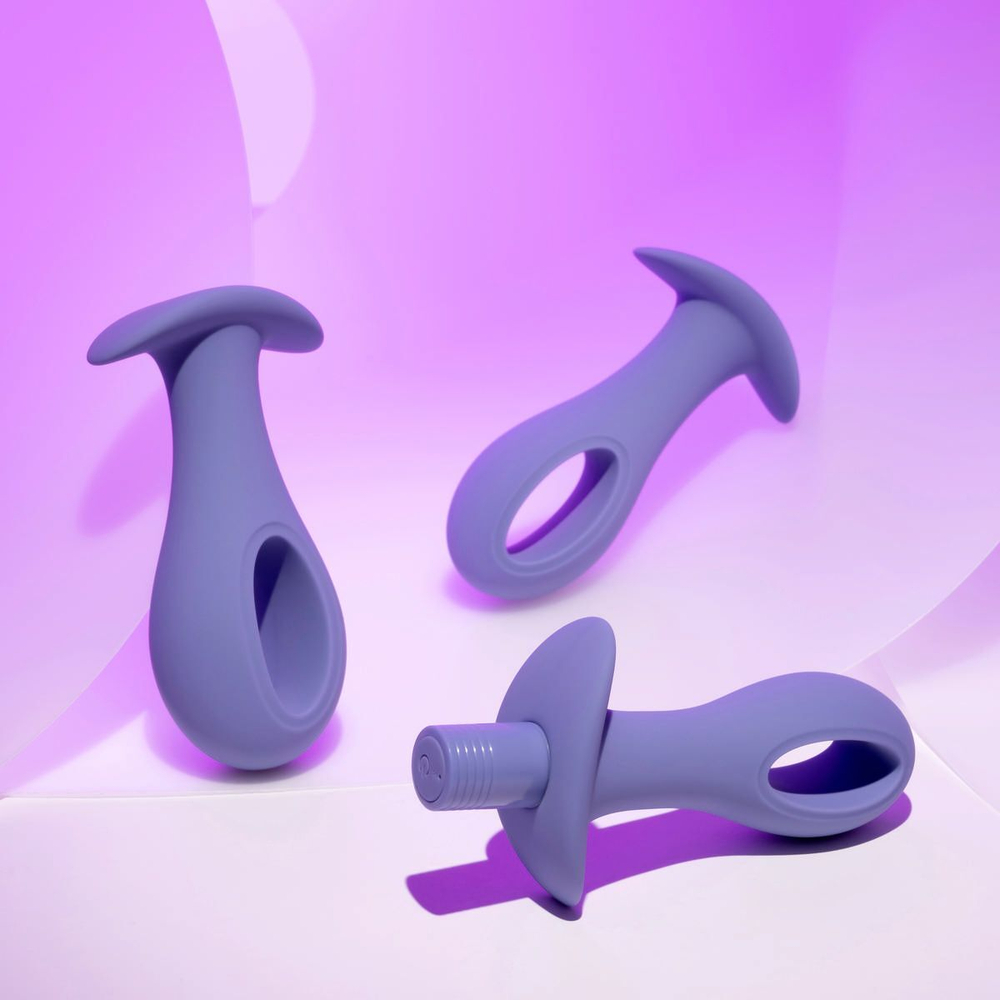 Набор из 3 анальных пробок с вибропулей Hole Punch Plug Set