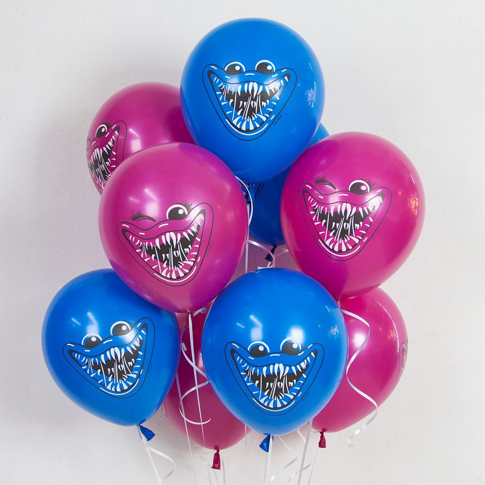 Шар (12''/30 см) Зубастики, Синий/Фуше, пастель, 2 ст, 25 шт.