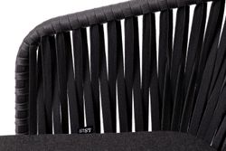 "Бордо" стул плетеный из роупа, каркас алюминий темно-серый (RAL7024) муар, роуп серый 15мм, ткань темно-серая 027