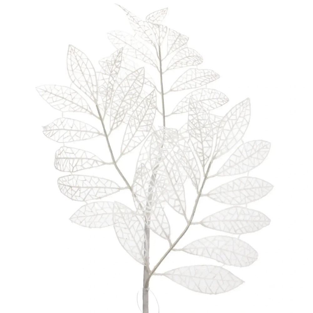 Ветка декоративная «Зимние листья» 85 см, Белый
