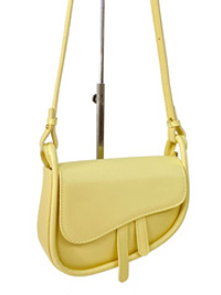 Женская сумка - седло из искусственной кожи, цвет желтый