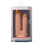 Двойной реалистичный вибратор Model 1 с пультом ДУ (17,5; 19,5 см.) телесный