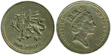 Великобритания 1 фунт, 1995 Дракон VF
