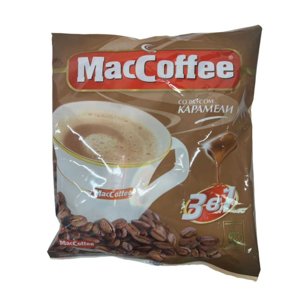 Растворимый кофе MacCoffee 3 в 1 Карамель, в пакетиках 25 штук