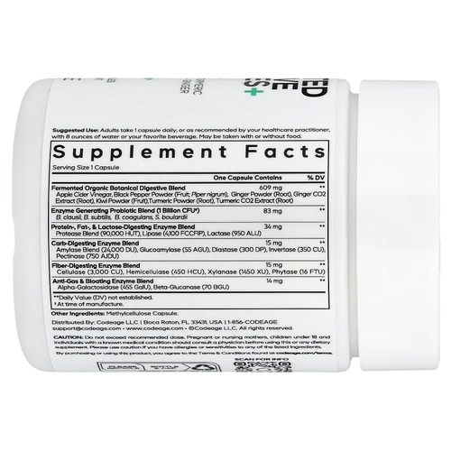 Codeage, ферментированные пищеварительные ферменты+, 90 растительных капсул