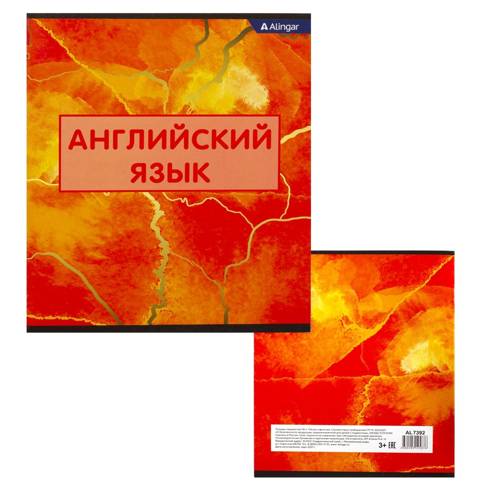 Комплект предметных тетрадей А5 36л., 10 предметов, со справочным материалом, скрепка, мелованный картон (стандарт), блок офсет, Alingar "Мрамор"