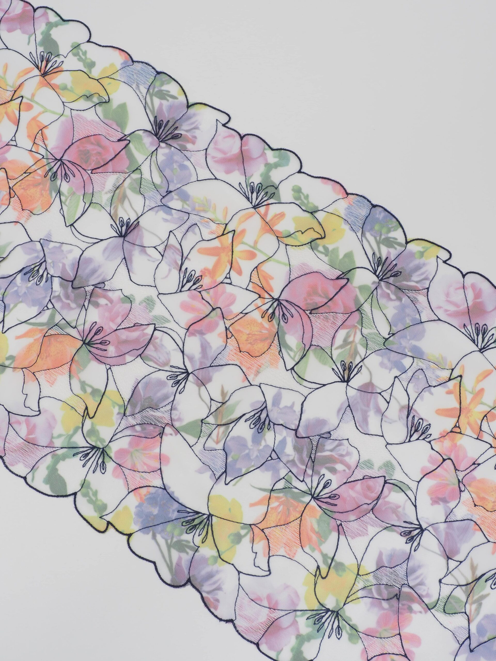 Вышивка на сетке мультиколор неэластичная ширина 25 см