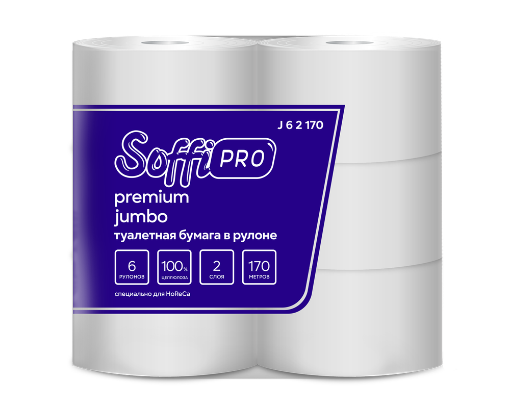 Туалетная бумага Soffipro, Артикул 10901497, 100% целлюлоза, 2 слоя, 170 метров, 12 рул
